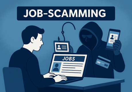 Ein Mann sitzt vor einem Laptop 